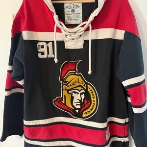Old Time Hockey Red and Black Hoodie